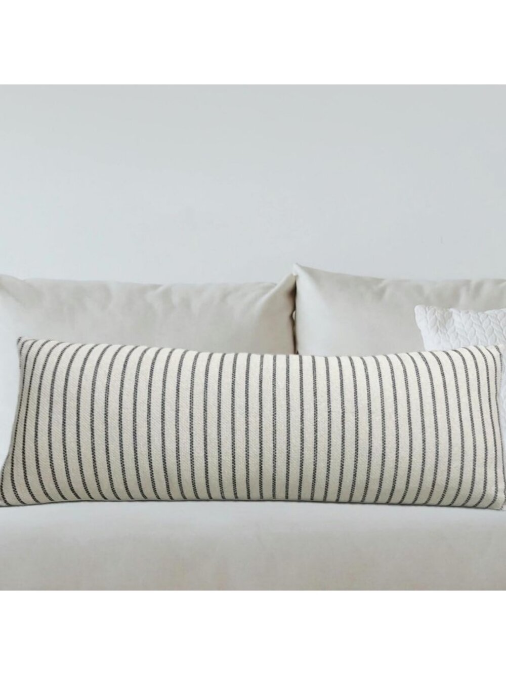 Boho Striped Lumbar Throw Pillow Cover 14x36 Inch, Chenille Decorative Cushion